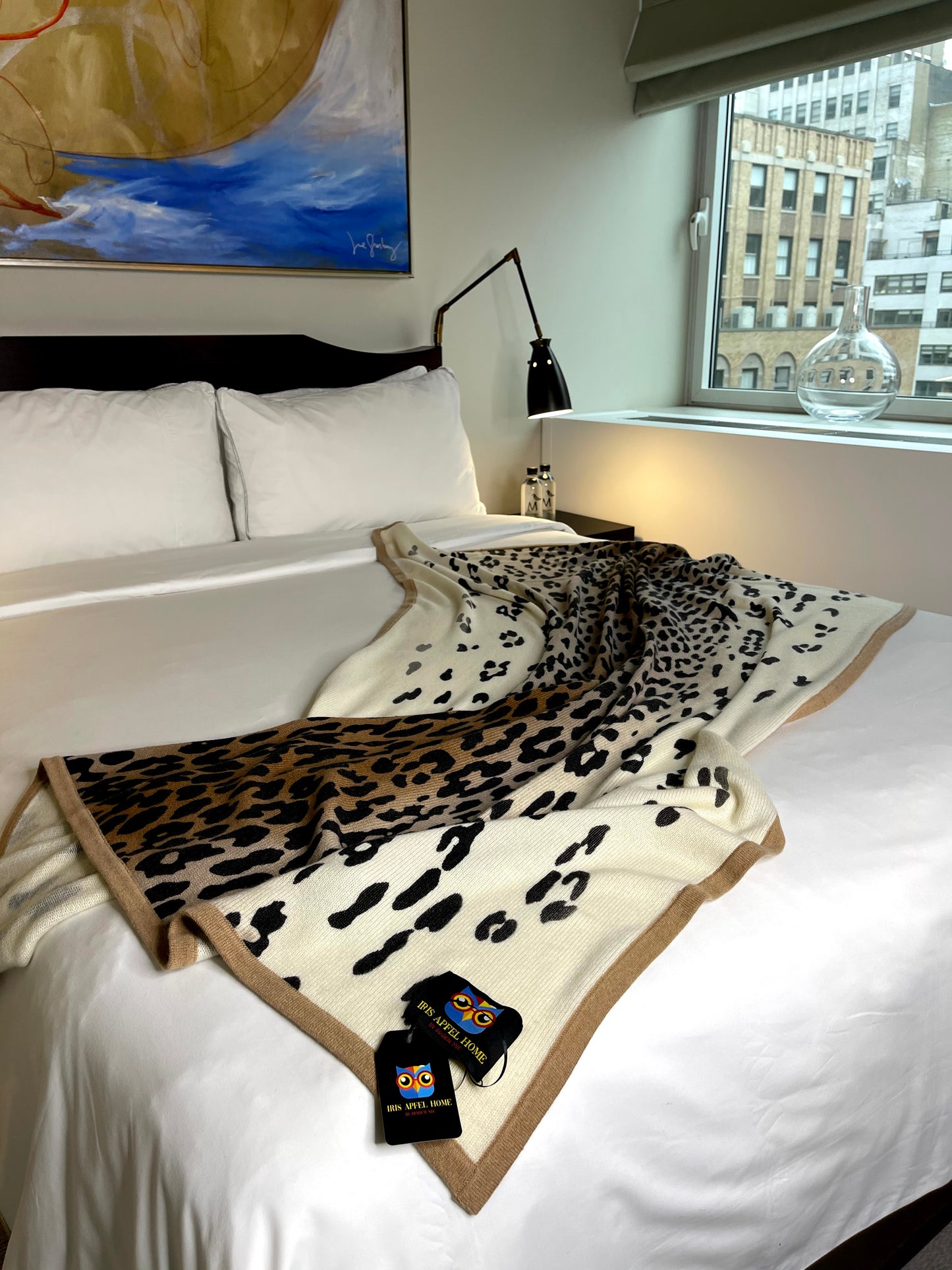 Limited Edition Iris Apfel Home 100% Cashmere Hand-Printed Knit Throw