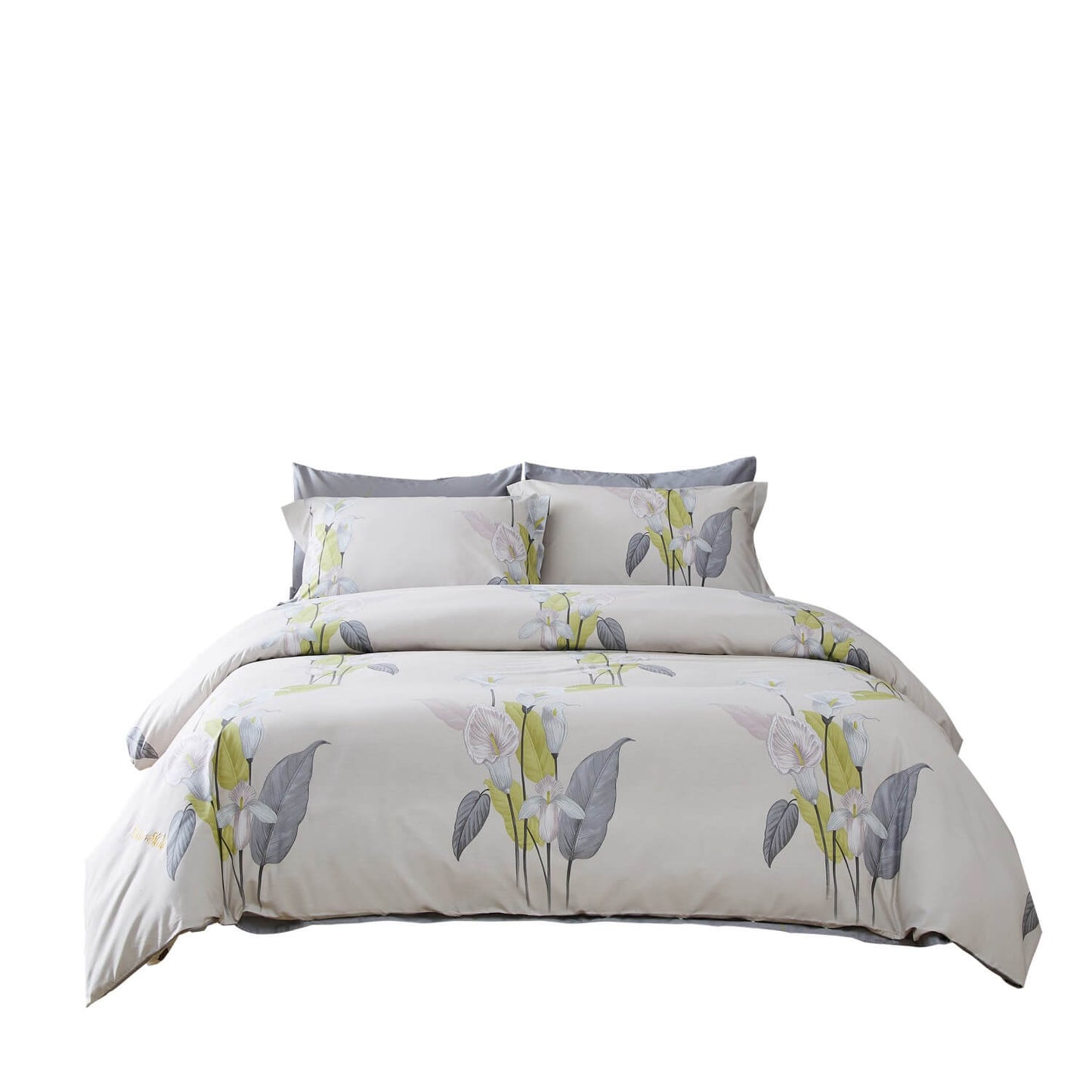 6 pc Floral Printed Duvet Cover Set, 300TC Cotton Bedding , Bloomon - Dolce Mela
