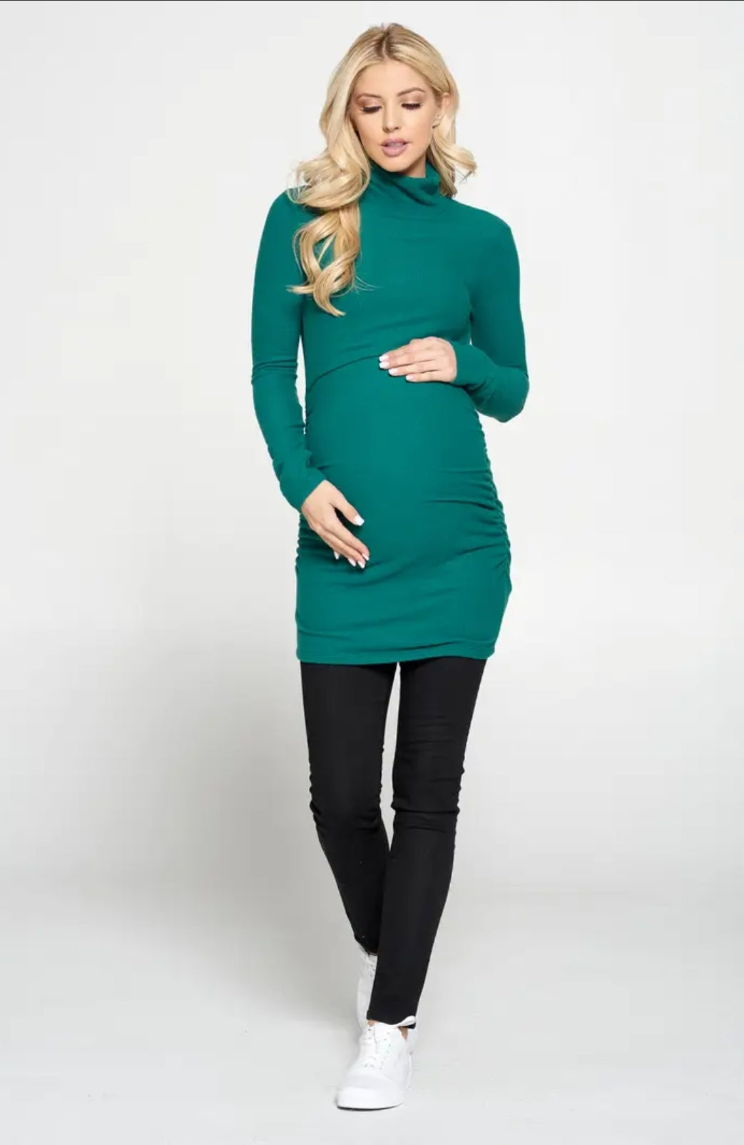 Made in USA - Side Ruched Breastfeeding Turtleneck Top