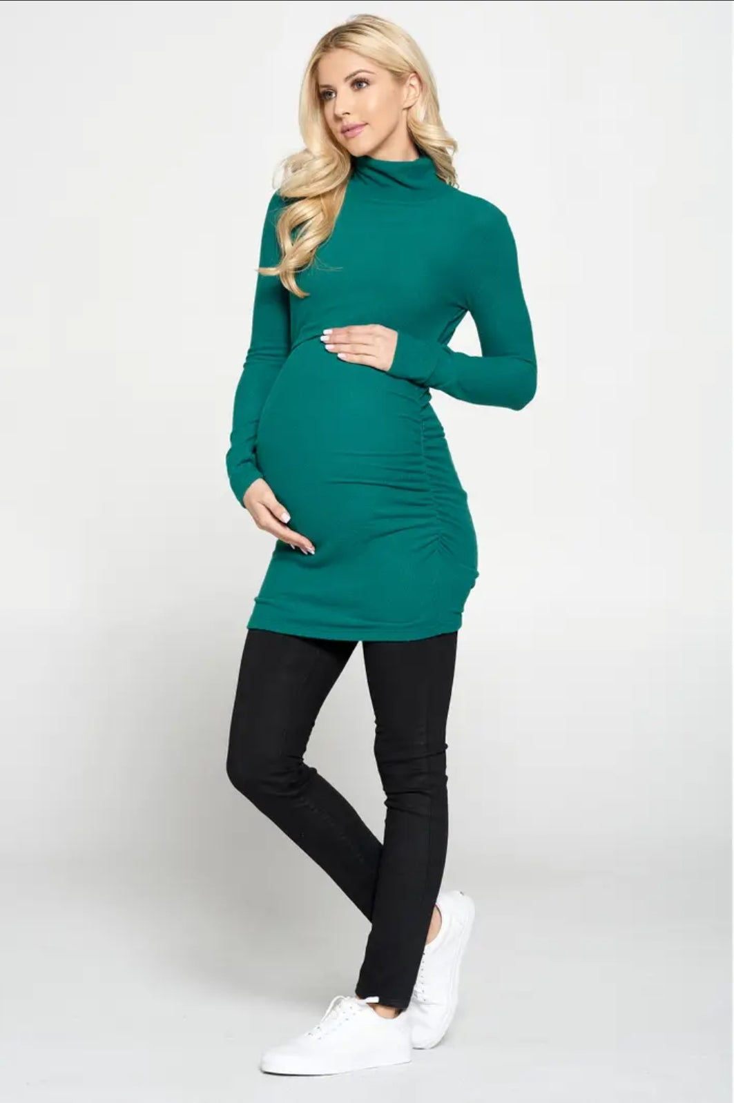 Made in USA - Side Ruched Breastfeeding Turtleneck Top