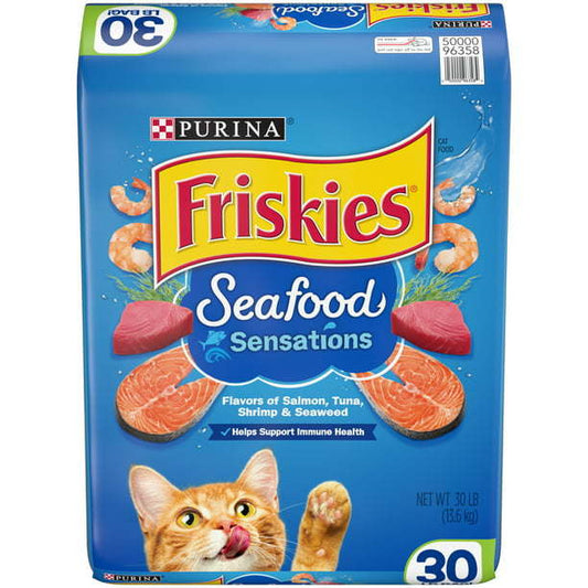 Friskies Seafood Sensations Salmon & Tuna & Shrimp Dry Cat Food, 30 lb Bag