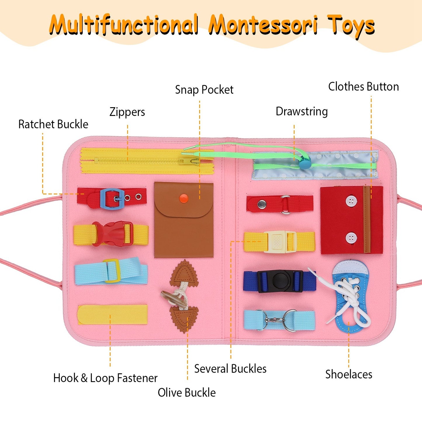 Kids Busy Board Sensory Activity Board Preschool Learning Toys Montessori Educational Gift for 1-6 Years Old Baby Toddler Girls Boys