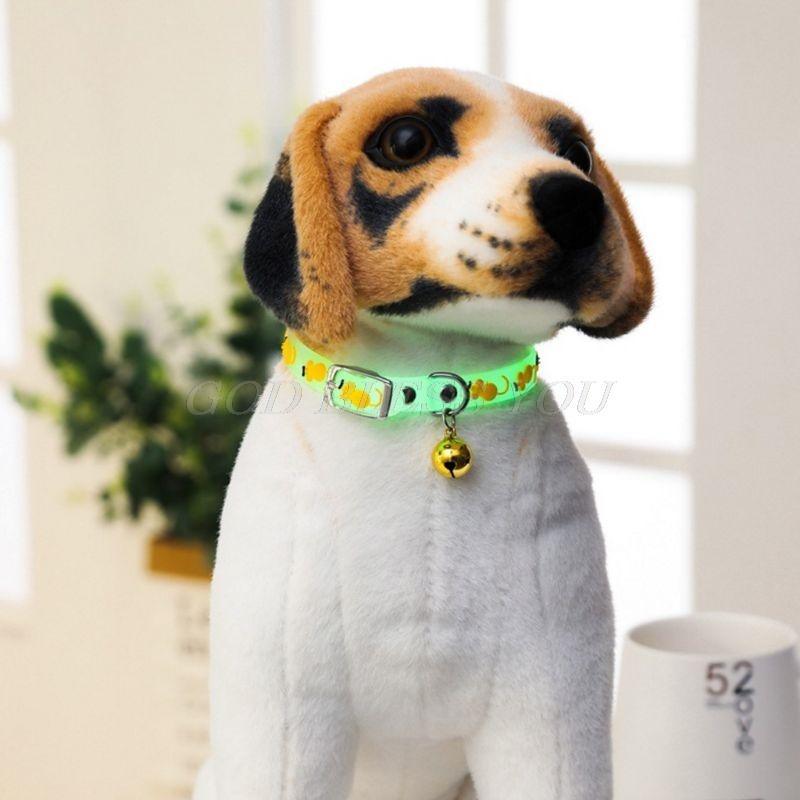 1 Pcs Pet Glowing Collars with Bells Glow At Night Dogs Cats Necklace Light Luminous Neck Ring Accessories