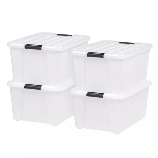 45qt Plastic Storage Container Bin with Secure Lid and Latching Buckles Clear