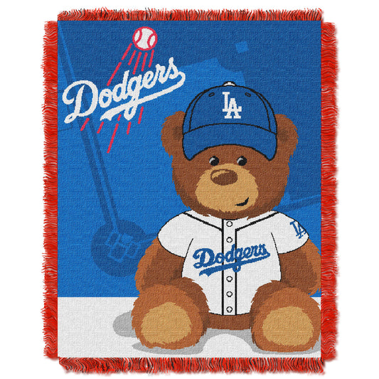 Dodgers OFFICIAL Major League Baseball; "Field Bear" Baby 36"x 46" Triple Woven Jacquard Throw by The Northwest Company
