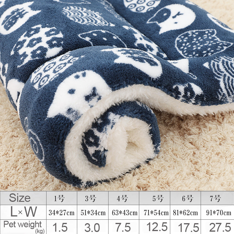 Reusable Bed Pet Cat Bed Dog Bed Thickened Pet Soft Fleece Pad Blanket Bed Mat Cushion Home Portable Washable Rug Keep Warm