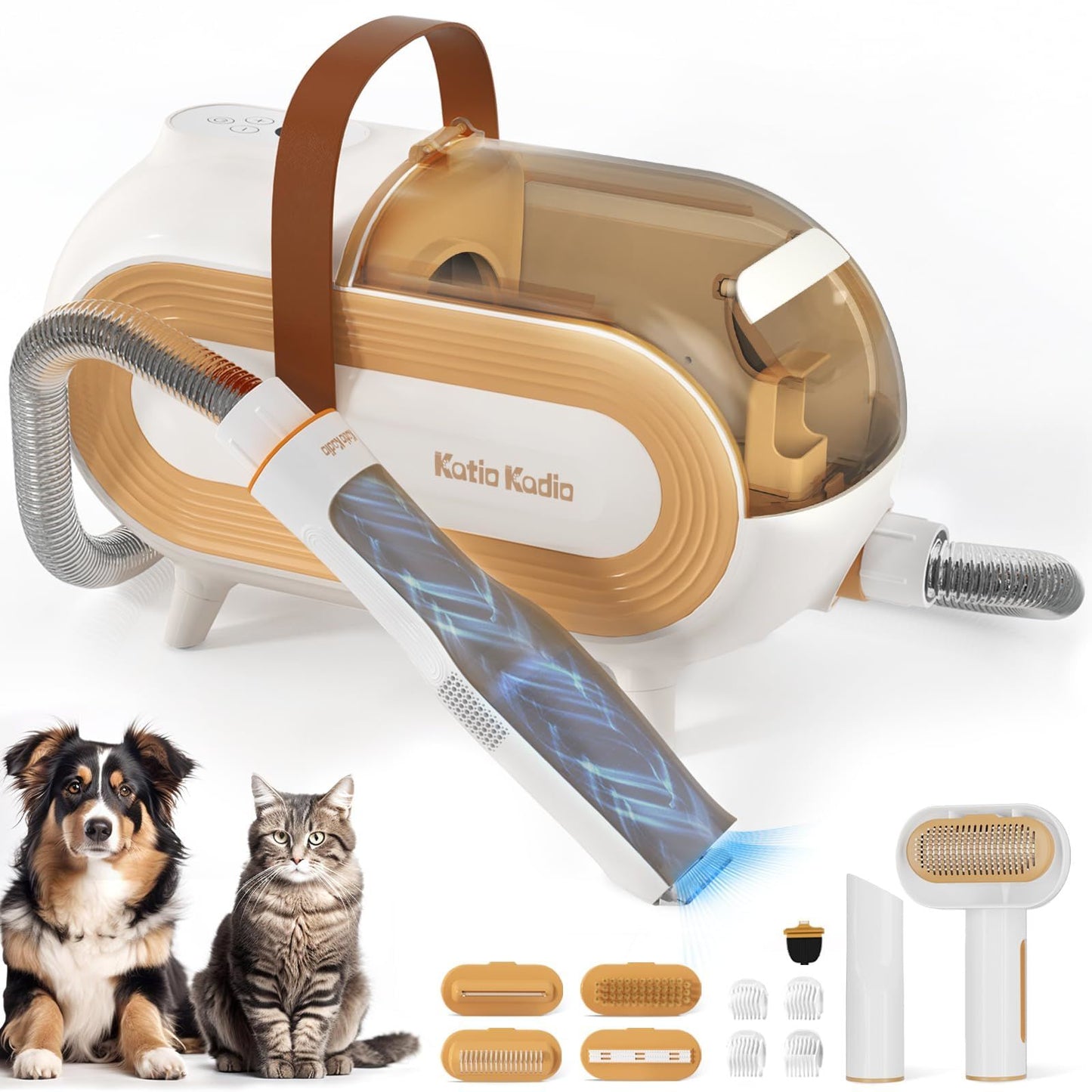 Katio Kadio Pet Grooming Kit & Pet Hair Vacuum, Dog Grooming Tools for Shedding Small, Medium Dog Cat - 60dB Low Noise  Pet Grooming Vacuum
