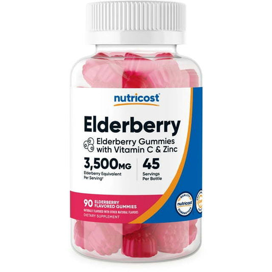Nutricost Elderberry, 90 Gummies - with Vitamin C and Zinc - Gluten Free Supplement