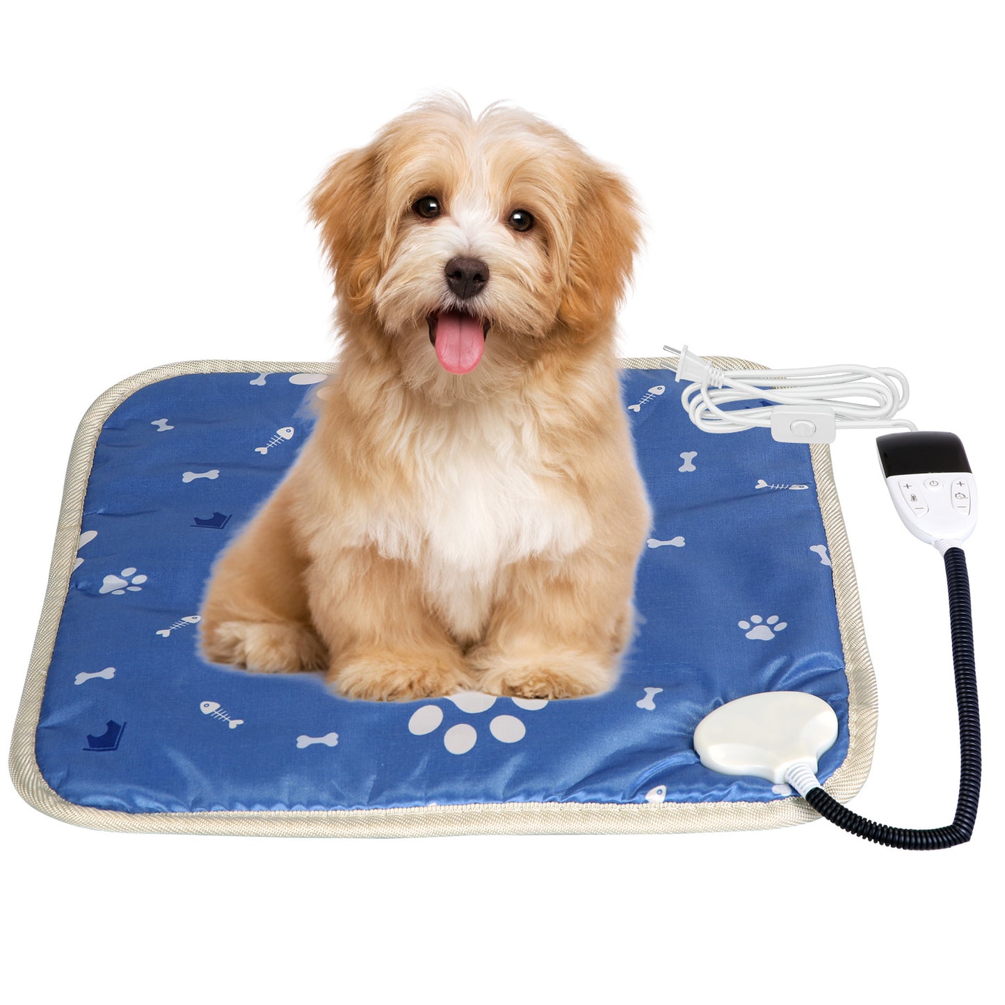 Pet Heating Pad Electric Dog Cat Heating Mat Waterproof Warming Blanket with Adjustable Temperature 0-12 Timer Digital Display Chewing-resistant