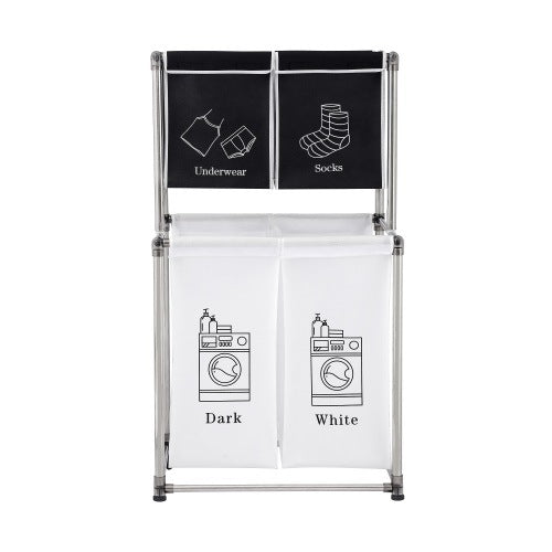 Laundry Hamper 2 Tier Laundry Sorter with 4 Removable Bags for Organizing Clothes;  Laundry;  Lights;  Darks