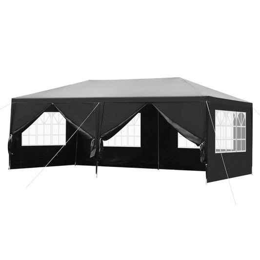 10'x20' Outdoor Party Tent with 6 Removable Sidewalls, Waterproof Canopy Patio Wedding Gazebo, Black