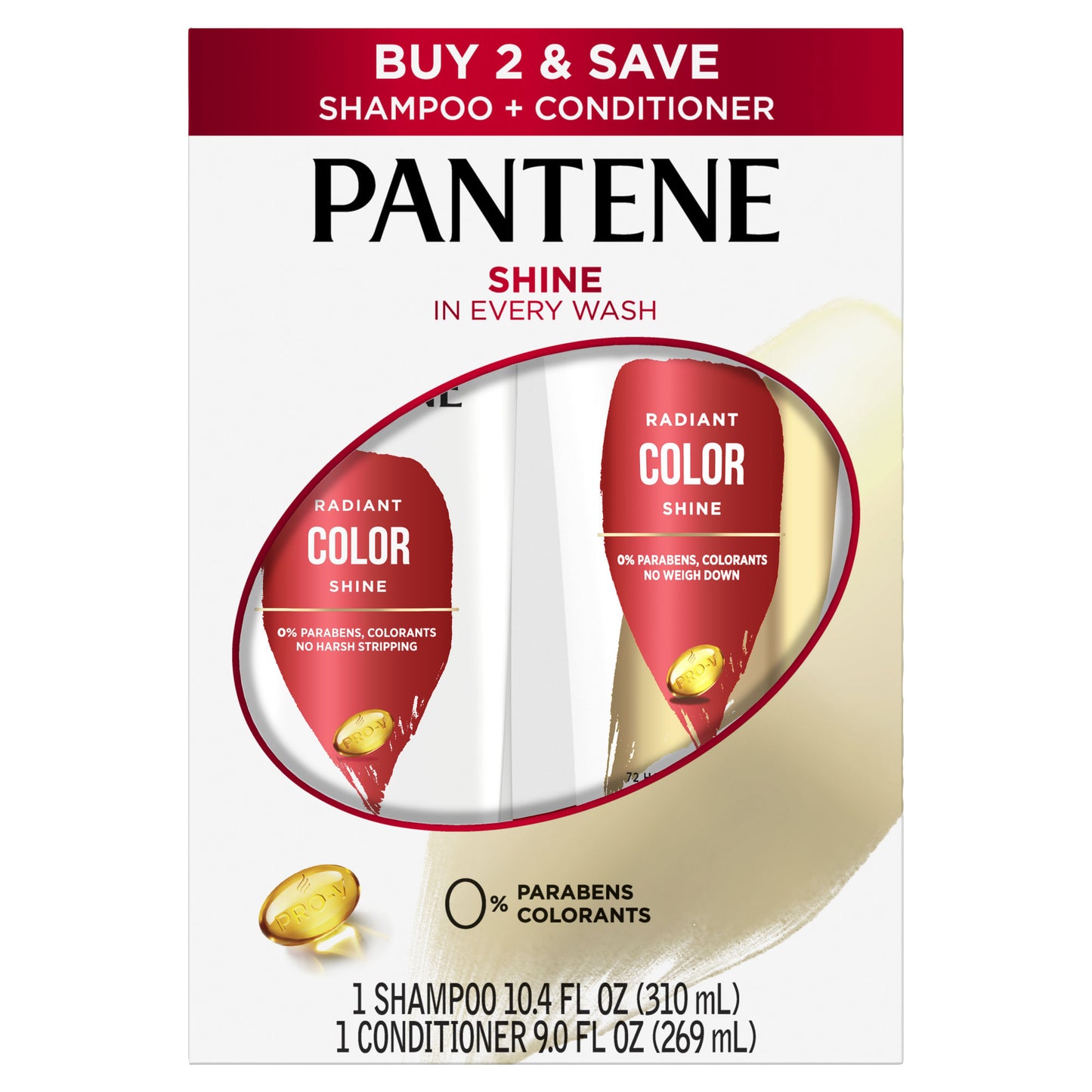 Pantene Pro-V Radiant Color Shine Shampoo;  10.4oz + Conditioner;  9.0 oz