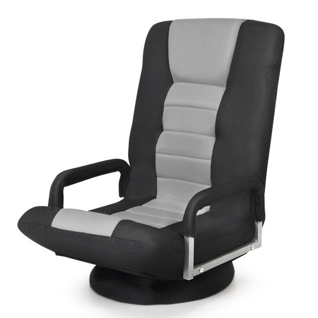 360-Degree Swivel Gaming Floor Chair with Foldable Adjustable Backrest