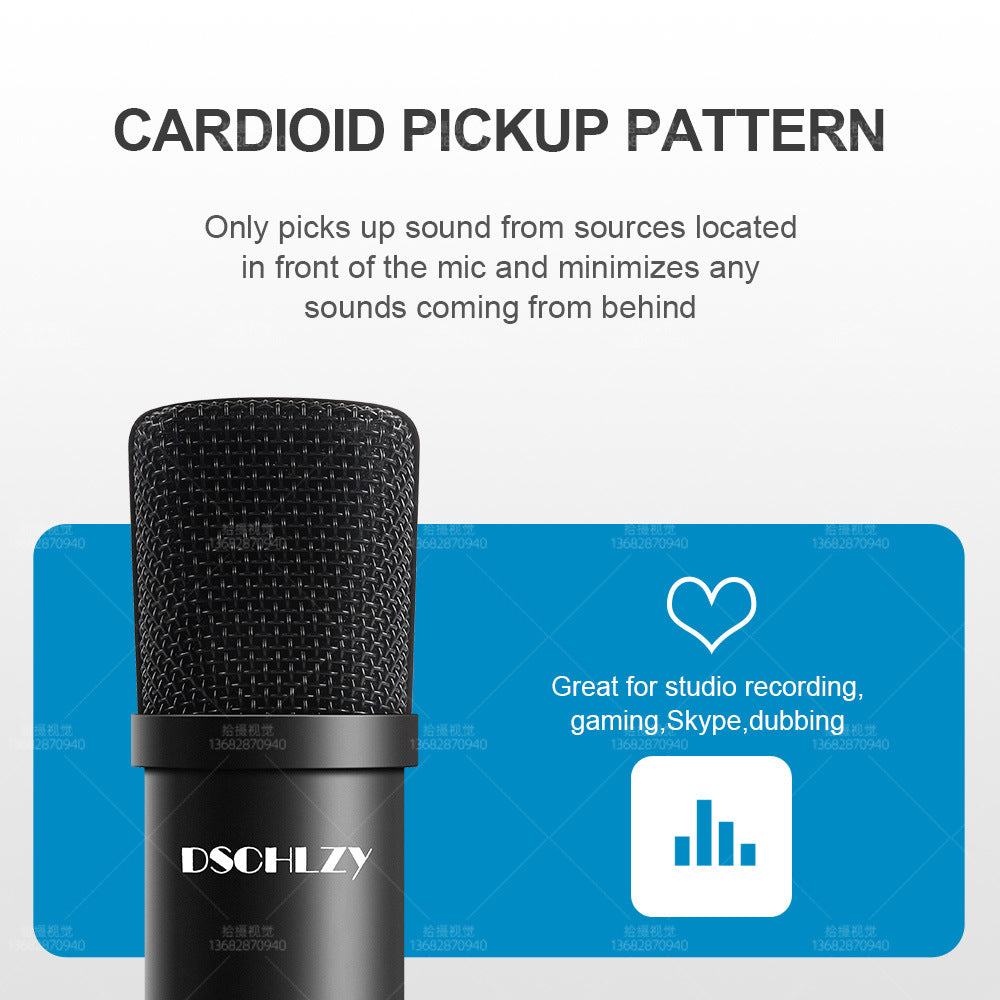USB Streaming Podcast Cardioid Microphone with Pop filter & Windscreen