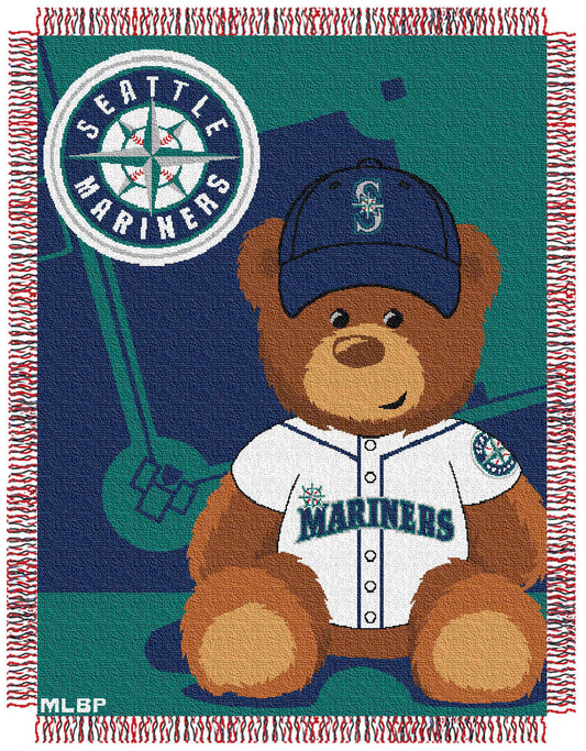 Mariners OFFICIAL Major League Baseball; "Field Bear" Baby 36"x 46" Triple Woven Jacquard Throw by The Northwest Company