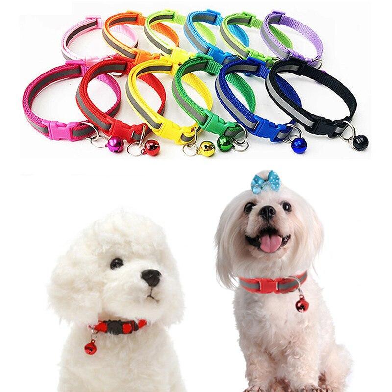 Small Pet Color Buckle Reflective Collars 1.0 Patch Bells Dog Collar Safety Adjustable For Cats Puppy Night Outdoor Supplies