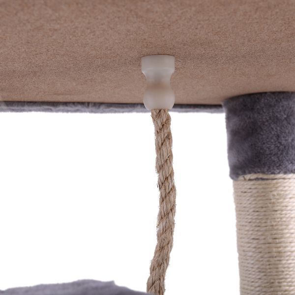 Multi-Level Cat Condo with Hammock & Scratching Posts for Kittens Tall Cat Climbing Stand with Plush Toys - light gray XH