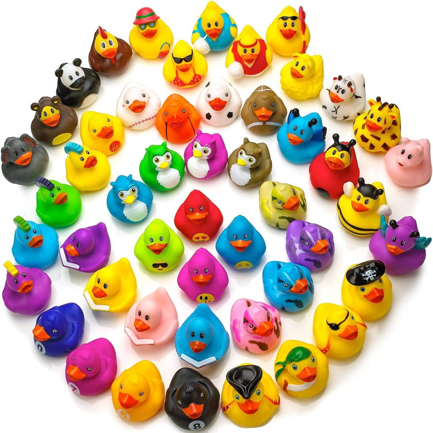 Assorted Rubber Ducks Toy Duckies for Kids and Toddlers;  Bath Birthday Baby Showers Classroom;  Summer Beach and Pool Activity;  2" Inches (Multiple attribute)