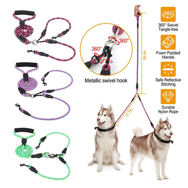 Outdoor No-Tangle Dogs Lead Double Dogs Leash