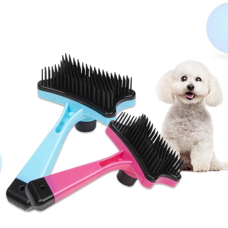 Plastic Push Brush for Cat and Dogs Pet Groom Bath Brush Hair Removal Brush Best Price