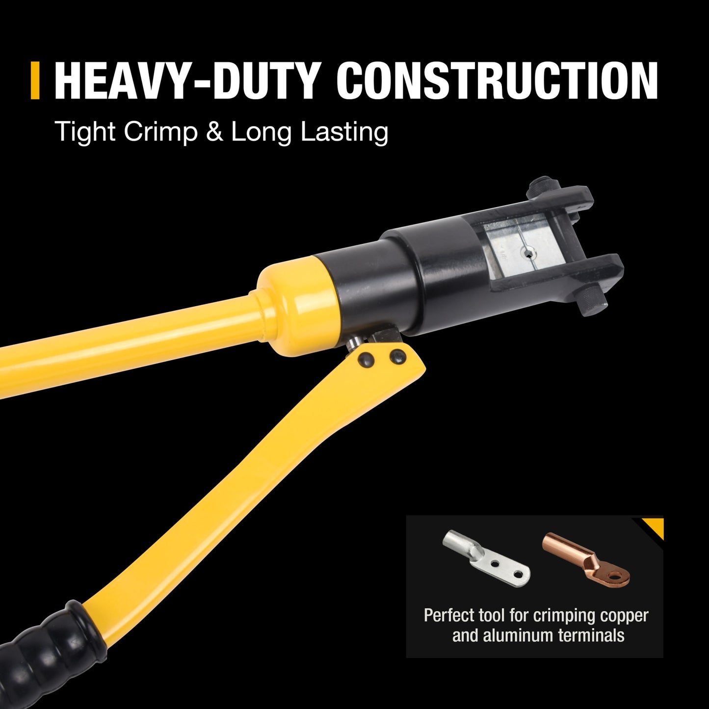 16T Hydraulic Crimping Tool 9 AWG to 600 MCM Battery Cable Crimping Tool 0.87 inch Stroke Hydraulic Lug Crimper Electrical Terminal Crimper with 13 Pairs of Dies