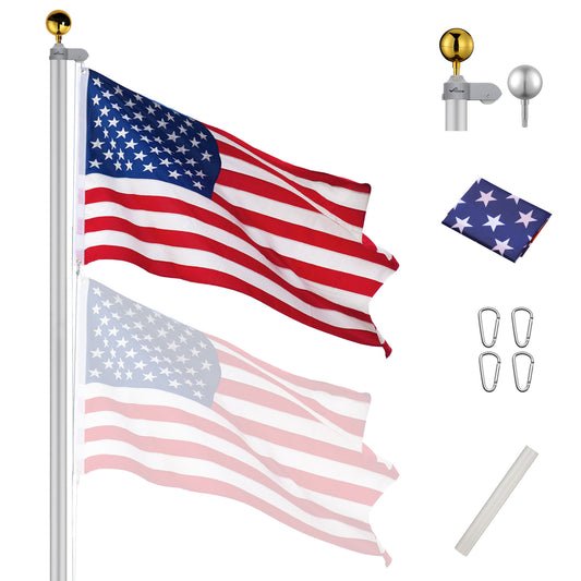 25ft Sectional Al Flag Pole w/US Flag Ball