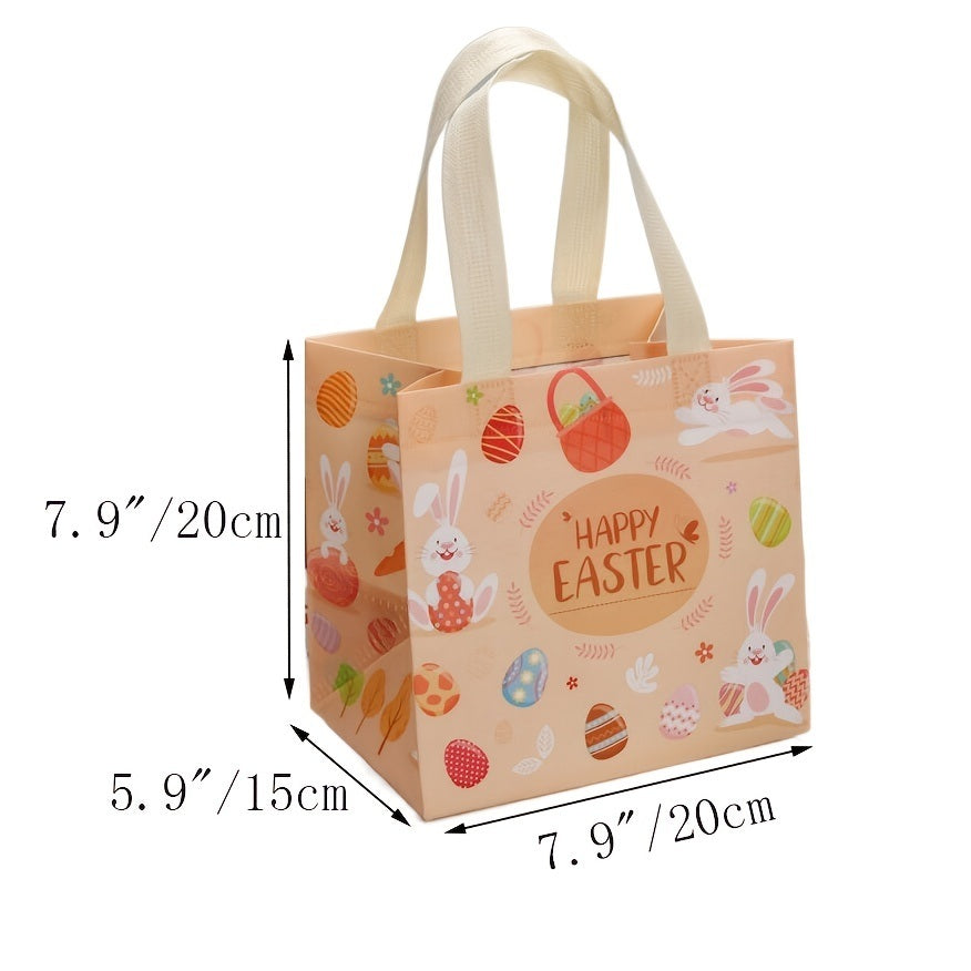 6PCS Easter Gift Bags; Easter Tote Bags With Handles Reusable Easter Non-Woven Bags Grocery Shopping Bunny Easter Egg Totes For Holiday Party Supplies