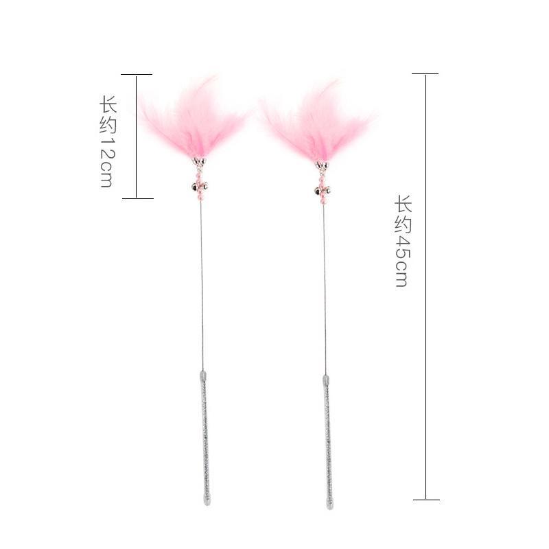 1Pc Cat Interactive Toy Stick Feather Wand with Small Bell Toys Plastic Artificial Colorful Cat Teaser Toy Supplies