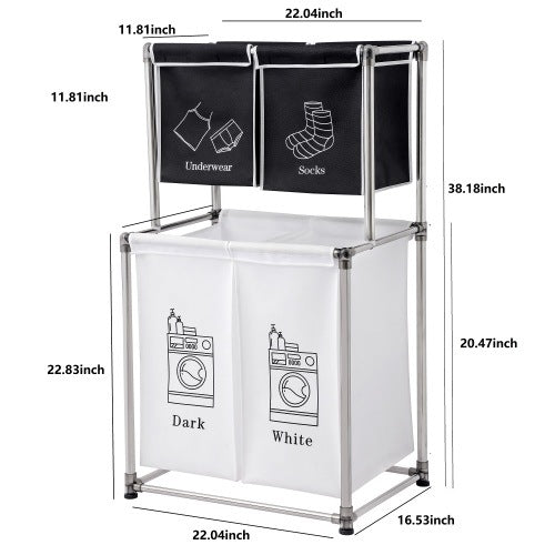 Laundry Hamper 2 Tier Laundry Sorter with 4 Removable Bags for Organizing Clothes;  Laundry;  Lights;  Darks