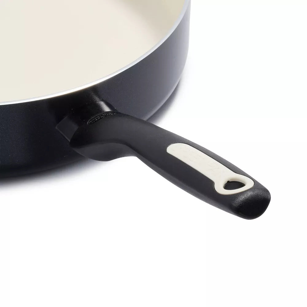 Rio 5qt Ceramic Nonstick Covered Saute Pan with Helper Handle Black