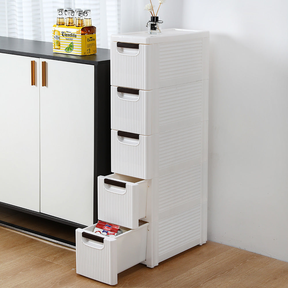 5-Tire Rolling Cart Organizer Unit with Wheels Narrow Slim Container Storage Cabinet for Bathroom Bedroom