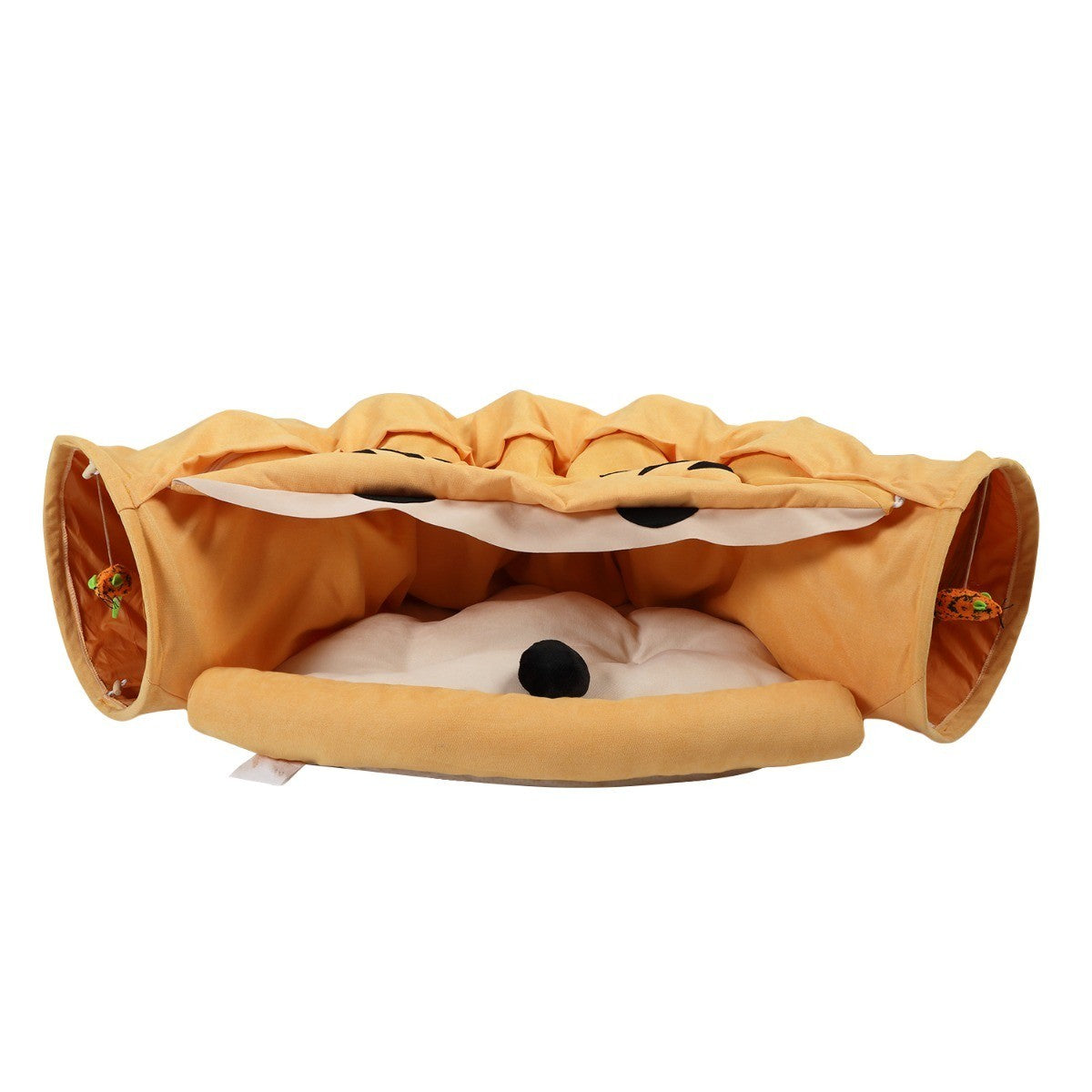 Collapsible Cat Tunnel Bed;  Hide Tunnel for Indoor Cats with Hanging Toys and Cushion Mat;  XH