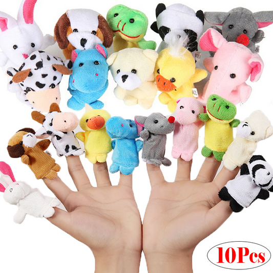 10pcs/set Cute Finger Puppets Baby Mini Plush Toys; Kids Educational Finger Toy Cartoon Animals Plush Doll Children Figures Gifts