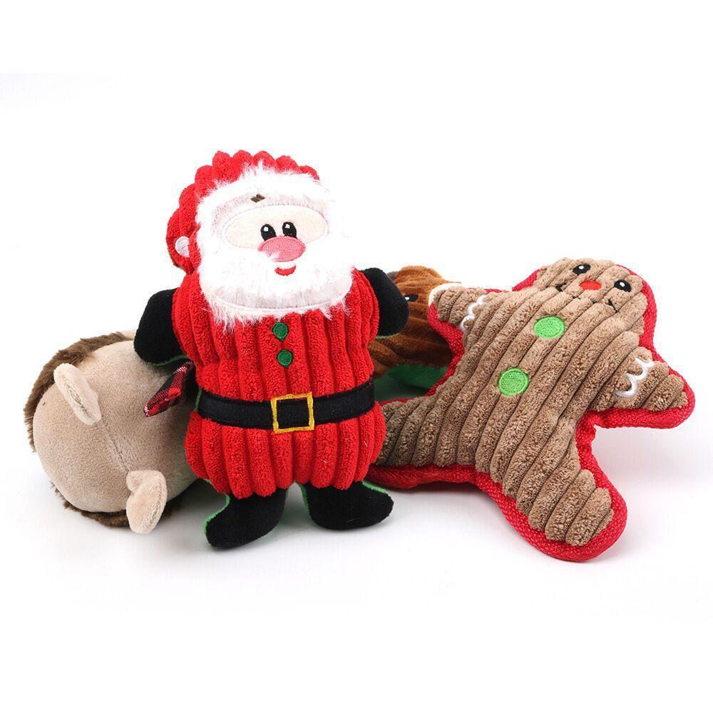 Pet Toys Christmas Bite-resistant Plush Vocal Cat Doggy Santa Claus Molar Teeth Cleaning Training Puppy Sounding Chewing Toy