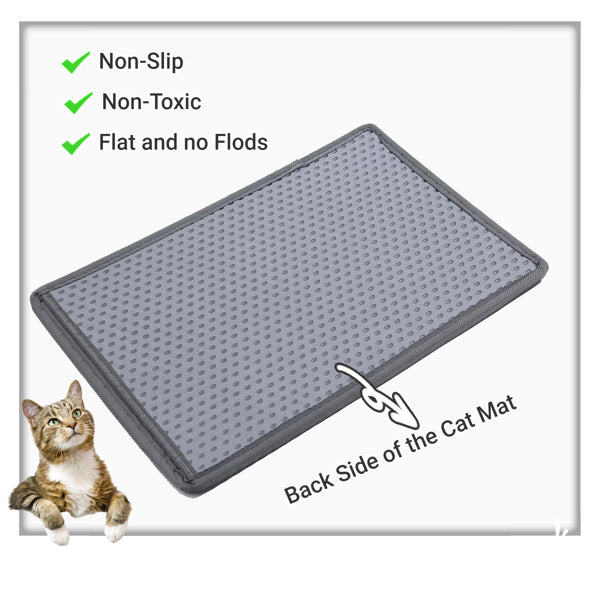Cat Litter Mat, Kitty Litter Trapping Mat, Double Layer Mats with MiLi Shape Scratching design, Urine Waterproof, Easy Clean, Scatter Control 21" x 14" Grey