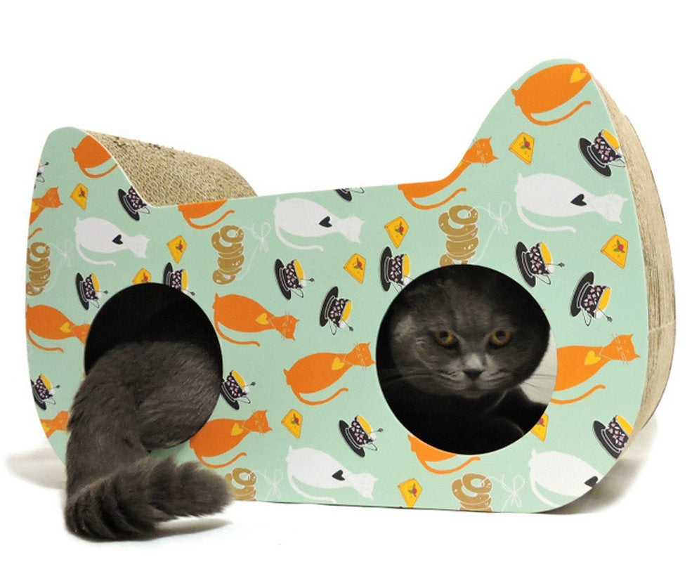 Cat Scratching Posts Cat Scratch Pad Cat Scratcher with Catnip Cat Toy Scratch Board Lounge Corrugated Cardboard with Natural Catnip Bell Ball Toy