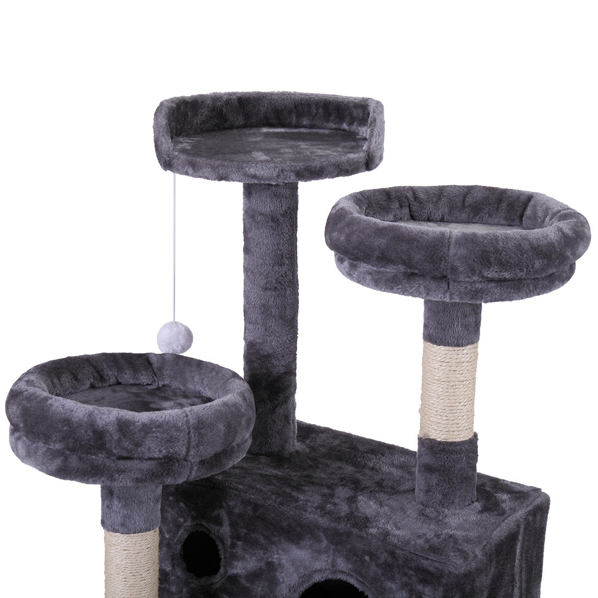 Cat Tree Cat Tower with Scratching Ball, Plush Cushion, Ladder and Condos for Indoor Cats, Gray XH