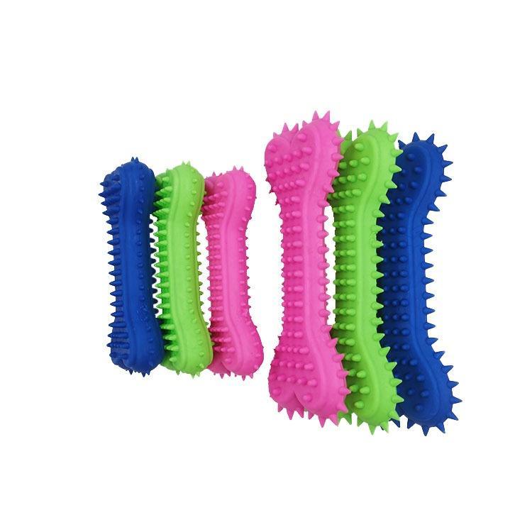 Dog Cat TPR Foam Eco-friendly TPR Chewing Toy Milky Scented Flat Bones Molar Teether Pet Supplies Spiny Soft Bite Resistant Toy