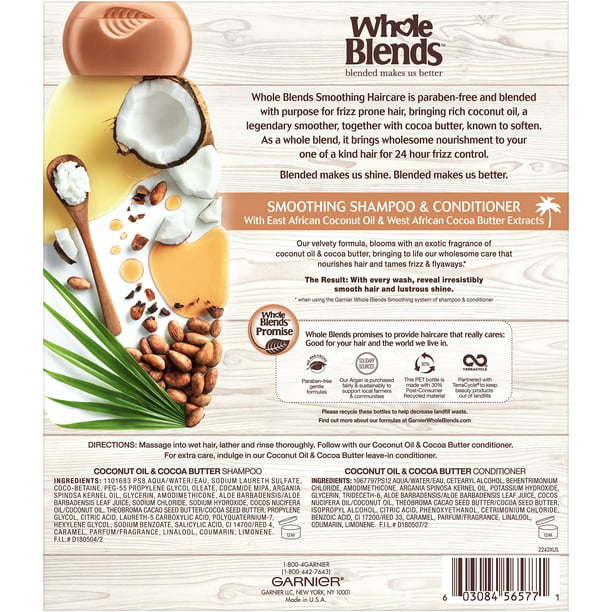 Garnier Whole Blends Smoothing Shampoo and Conditioner;  For Frizzy Hair;  1 kit