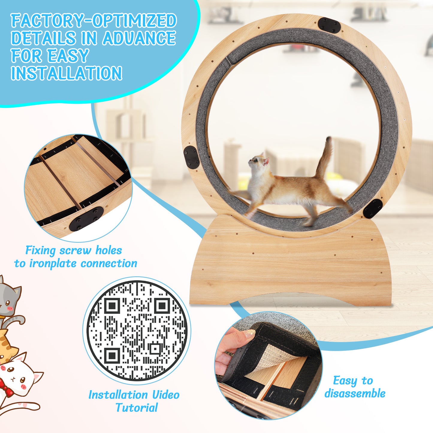 Cat Exercise Wheel – Running, Spinning, and Scratching Fun, Cat Treadmill with