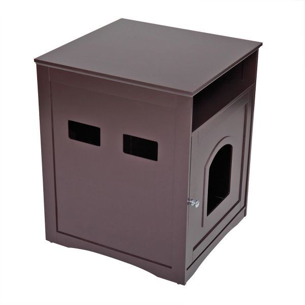 Cat's Wooden House Indoor Feline Condo Toilet Litter Box Hideaway Beside Table Nightstand XH