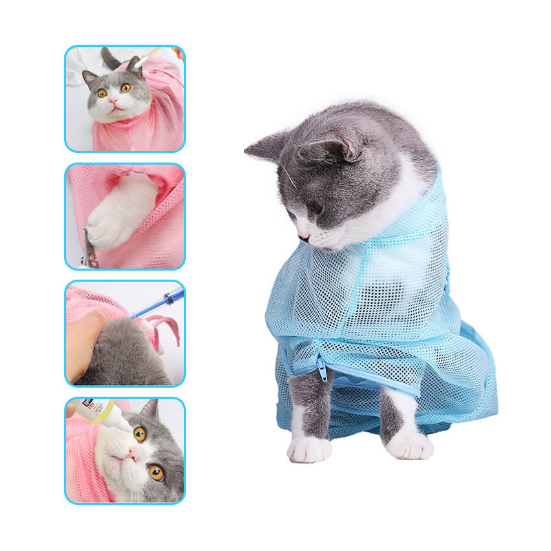 Breathable Mesh Cat Grooming Bath Bag Cats Wash Bags For Pet Kitten Bathing Nail Trimming Anti Scratch Bite Restraint Chat Gato