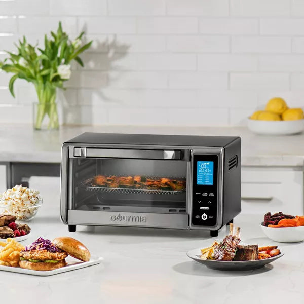 Digital 4-Slice Toaster Oven Air Fryer with 11 Cooking Functions Stainless Steel Gray