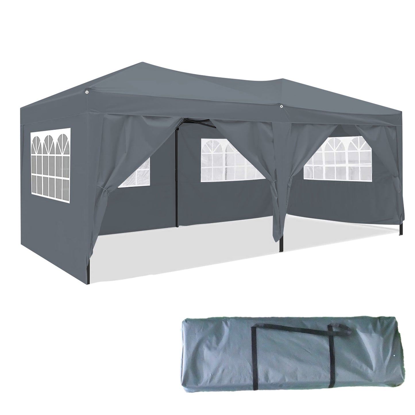 10 x 20 ft Heavy Duty Awning Canopy Pop Up Gazebo Marquee Party Wedding Event Tent with 6 Removable Sidewalls & Carry Bag