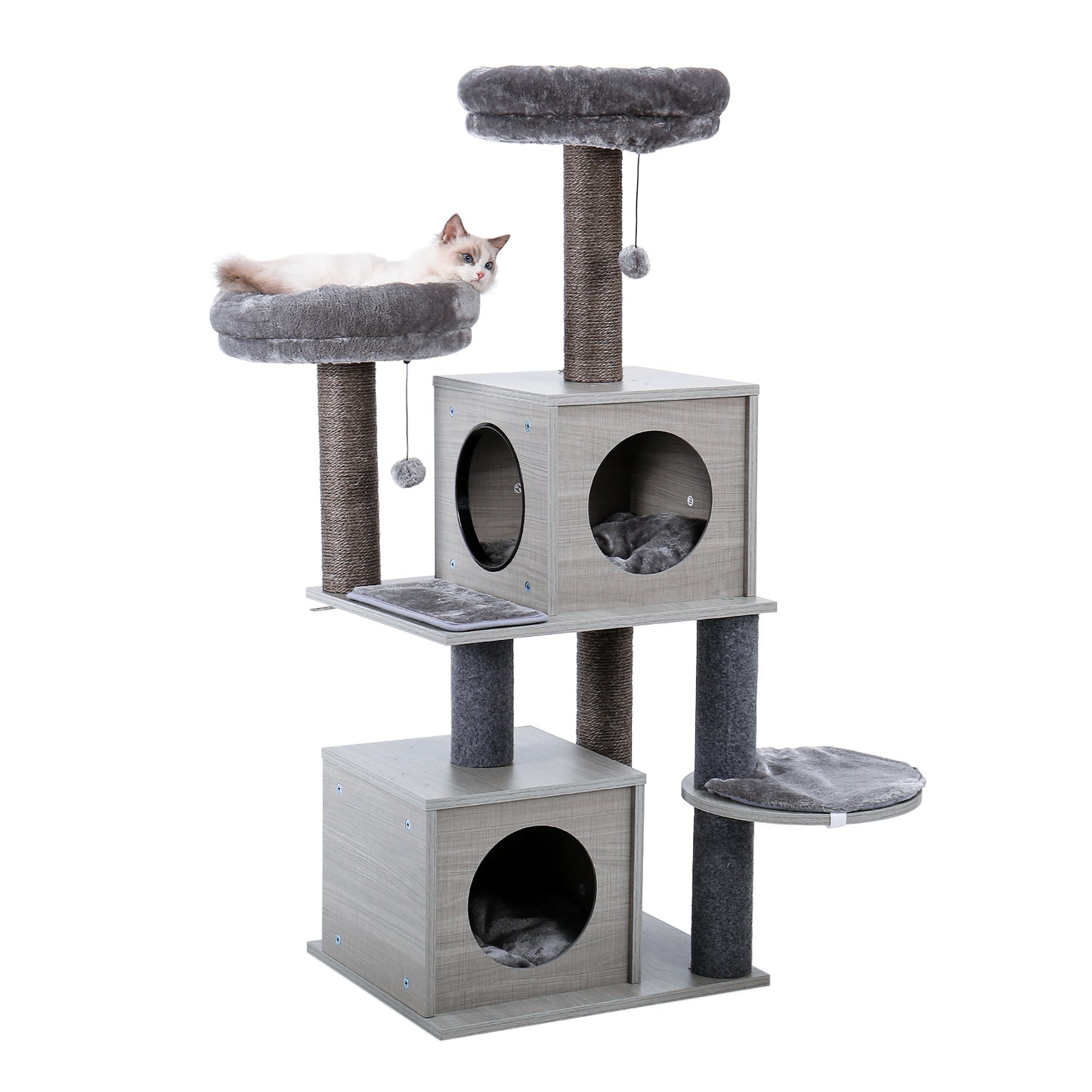 Cat Tree Modern Cat Tower with 2 Super Large Condo, Sturdy Scratching Posts, and Removable Soft Perches