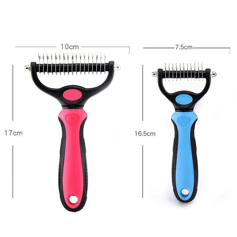 Professional Pet Deshedding Brush 2 Sided Dematting Dog Comb Cat Brush Rake Puppy Grooming Tools Undercoat Shedding Flying Hair