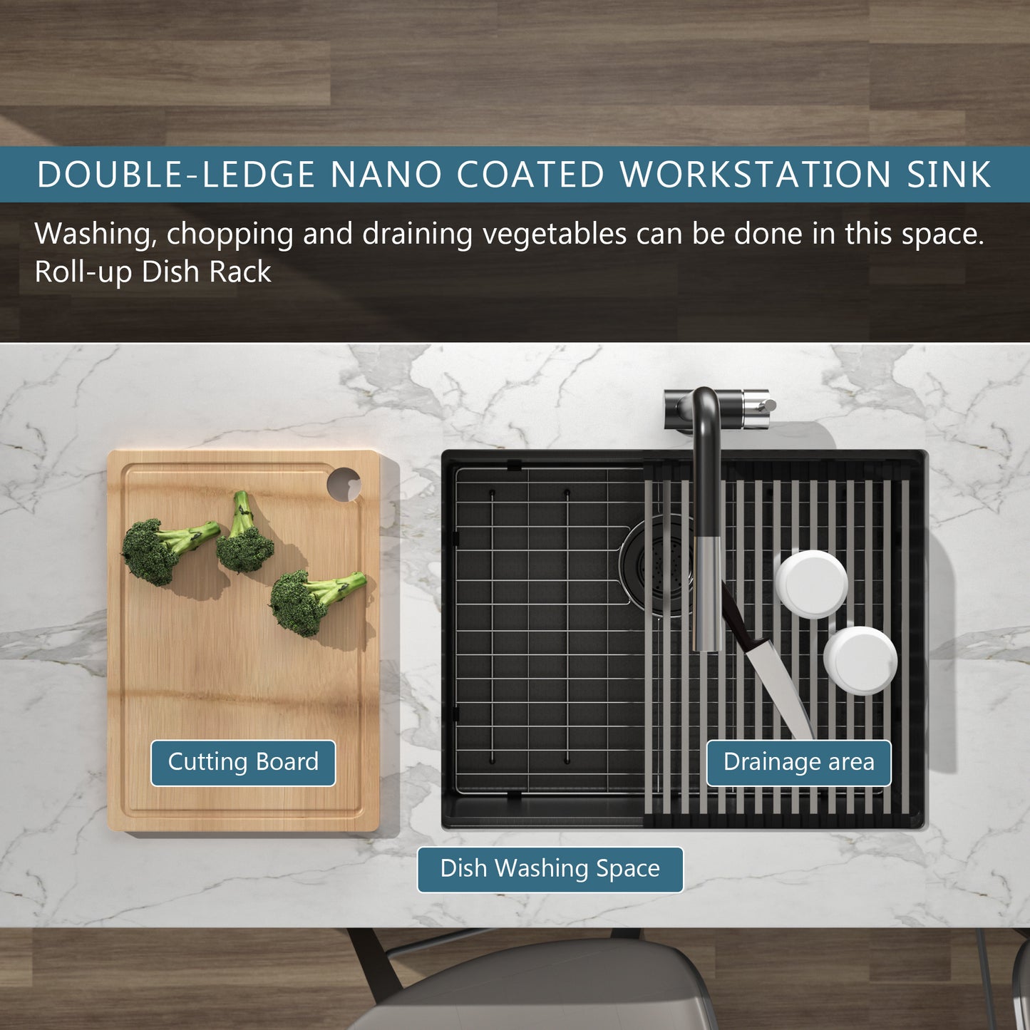 Honeycomb Pattern Nano Coated Workstation Sink
