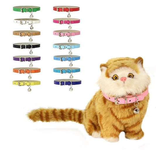 PU Leather Leash Pet Dog Collar Pet Supplies DIY Japanese Bell Cat Collar Bell