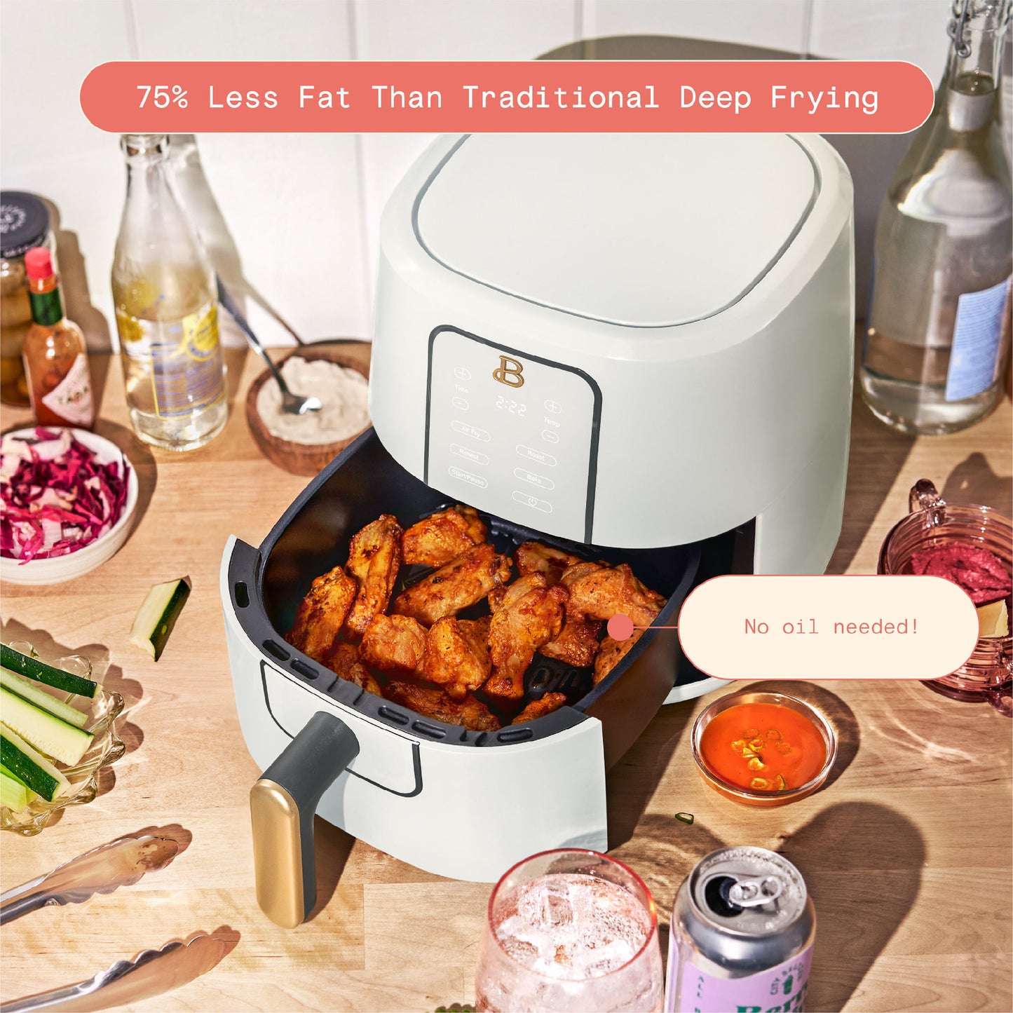 3 Qt Air Fryer with TurboCrisp Technology, White Icing by Drew Barrymore