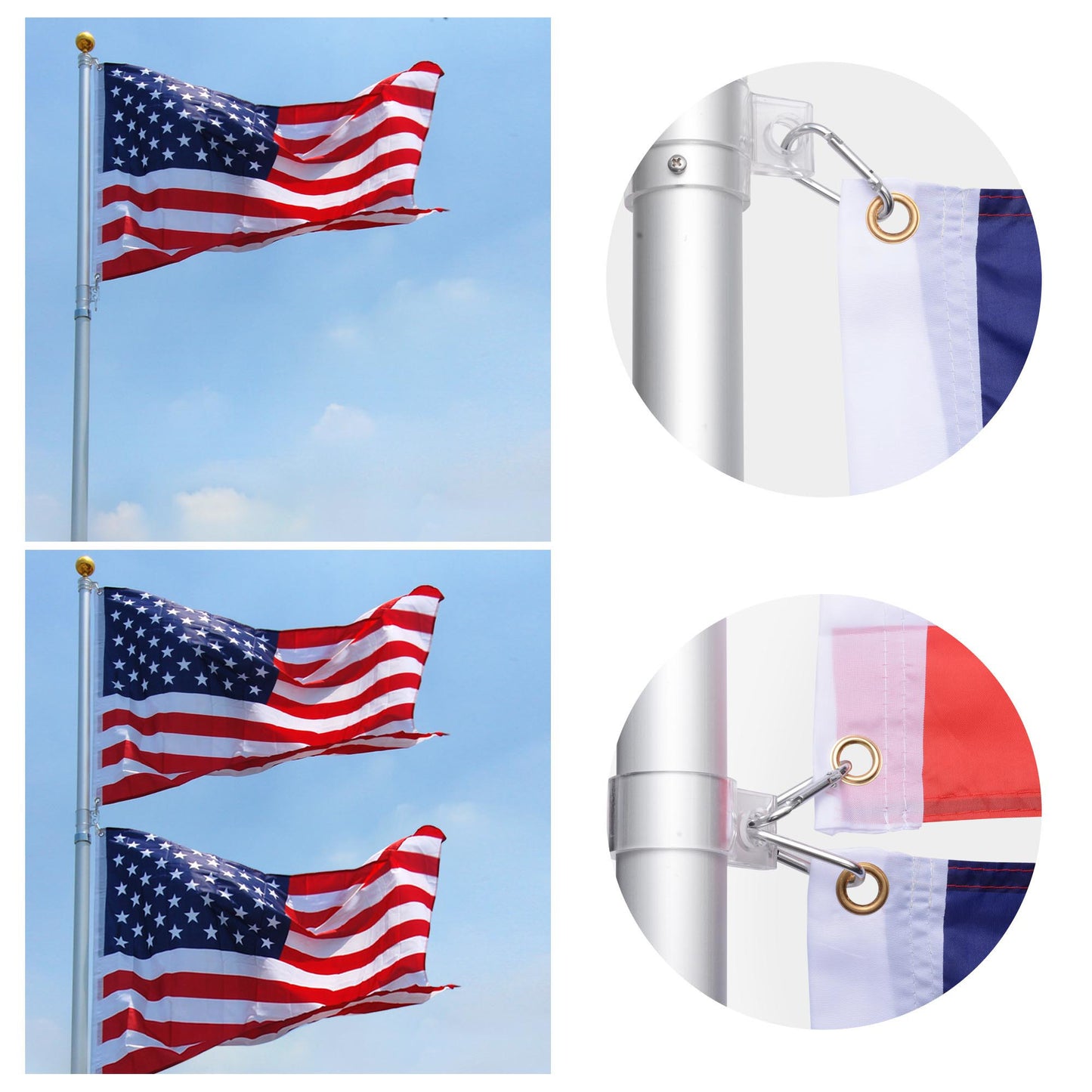 30 ft Al Flag Pole w/ US Flag and Ball